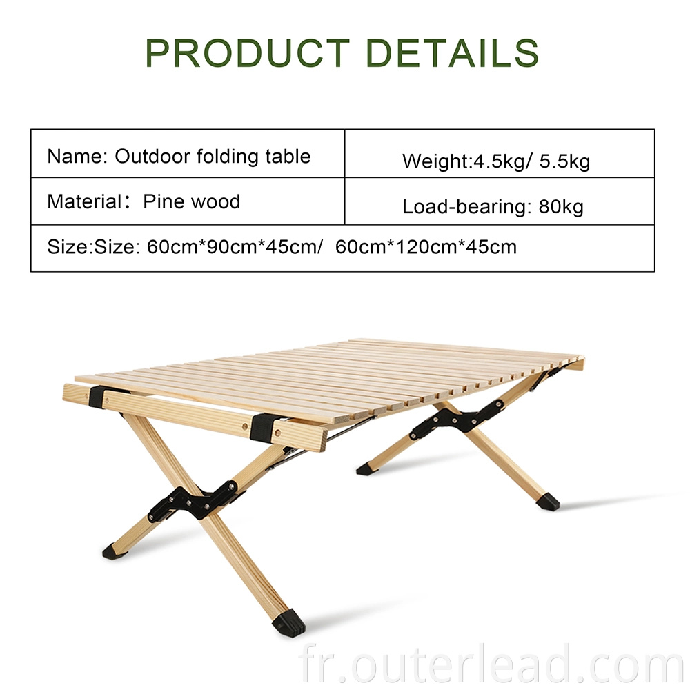 Pine en bois pliable rectangulaire Tableau 90x60 cm taille moyenne